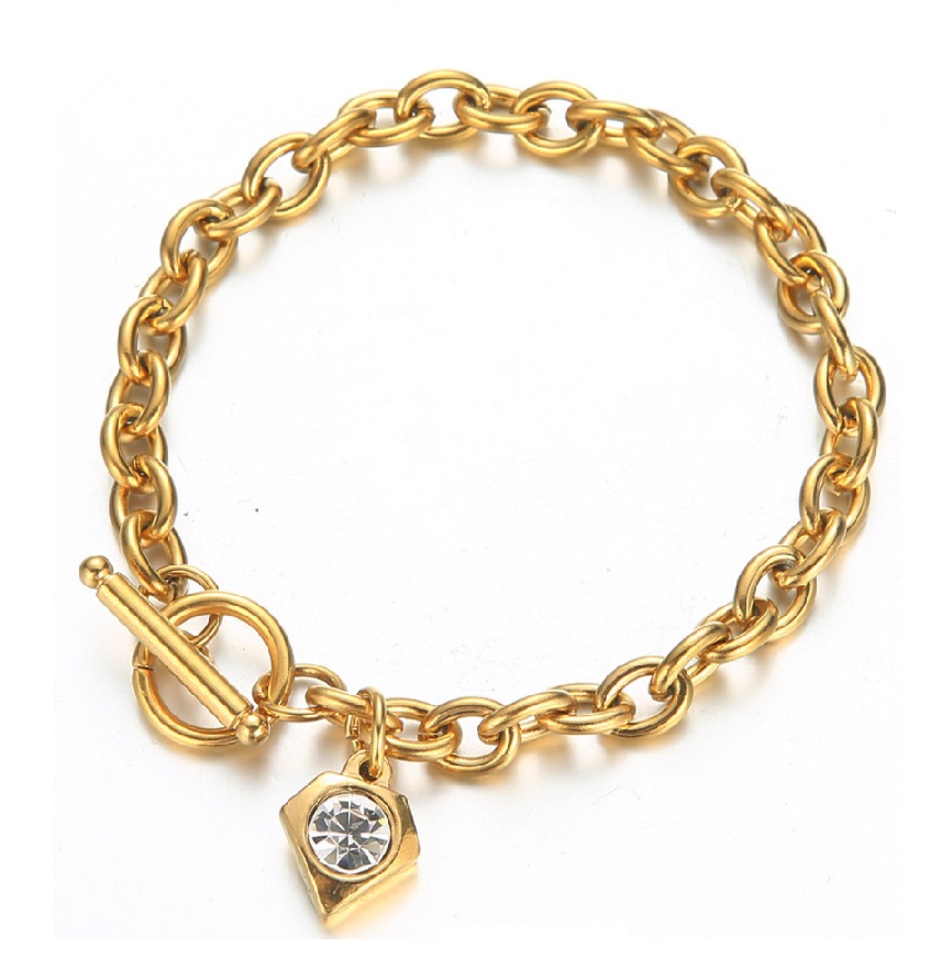 Diamond Charm Crystal Toggle Bracelet